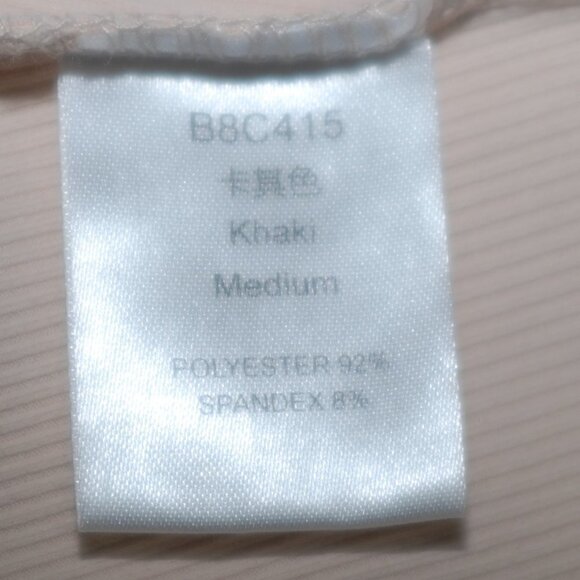 EUC Ribbed 16” pit to pit Womens Medium Khaki Tan Shirt Sleeveless Bodycon - Picture 4 of 6